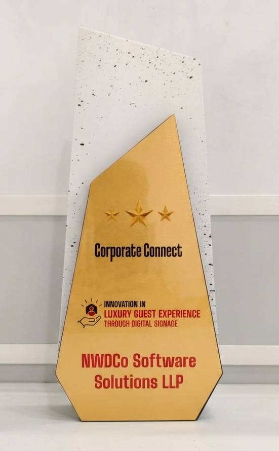 Innovation in Luxury Guest Experience through Digital Signage award at the Corporate Connect Awards